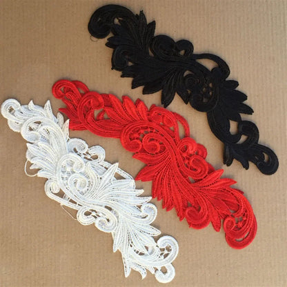 1~8 Pair Red Black White Water Soluble Embroidered Lace Fabric Flower Patch Wedding Dress Diy Flower Lace Applique Material