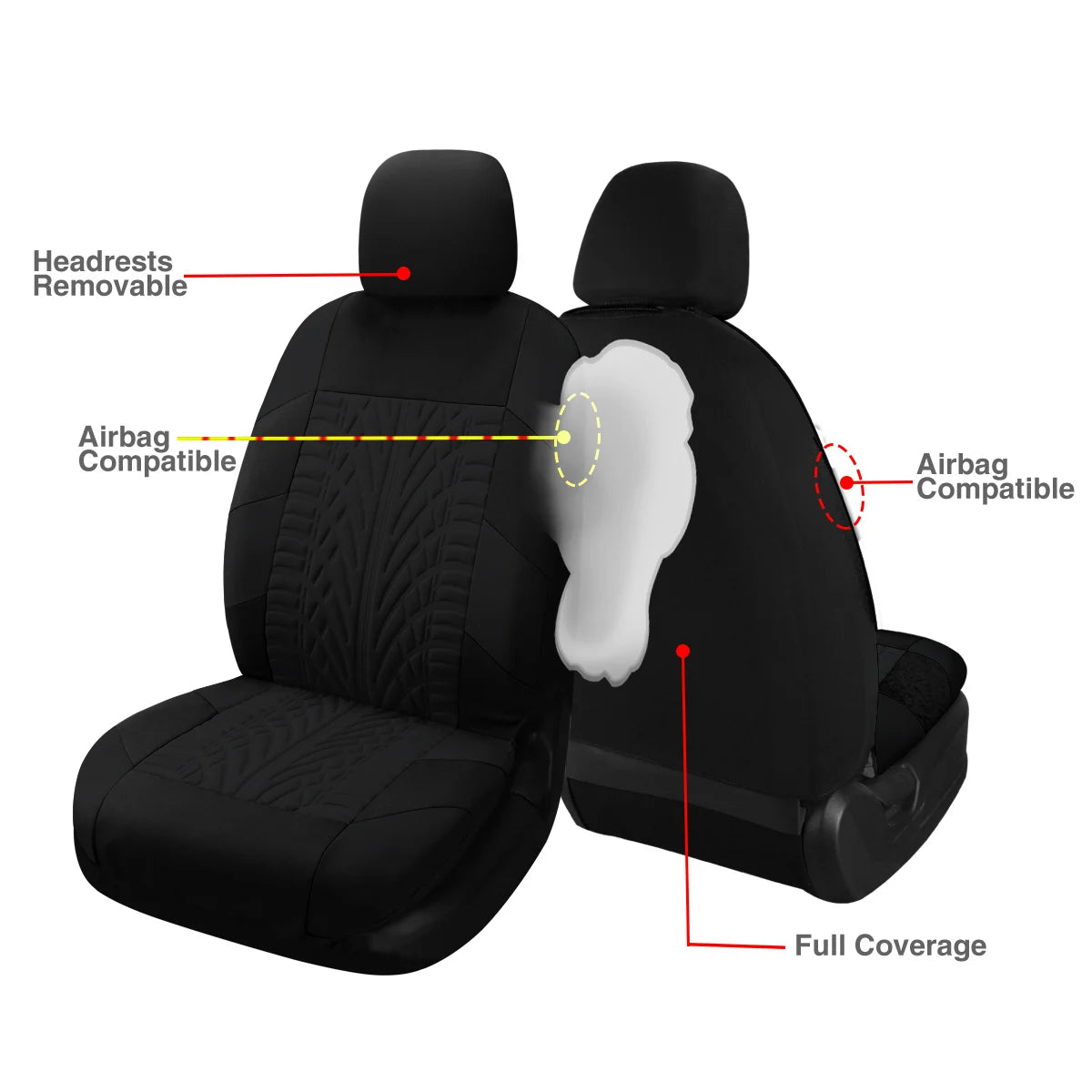 Customized Four Seasons Universal Polyester Full Set Car Seat Covers by PDG ibma