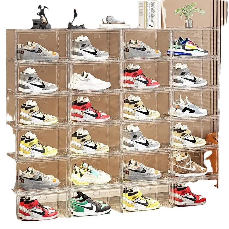 Shoe box, hard box, magnetic suction, front side opening storage, transparent acrylic bag, hand-held storage box, shoe cabinet