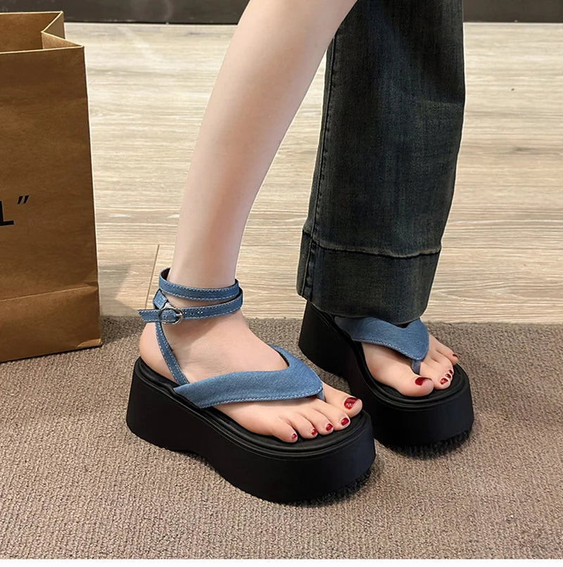 Summer Women Platform Wedges Heel Sandals Fashion Clip Toe Ladies Elegant Party Dress Gladiator Sandalias