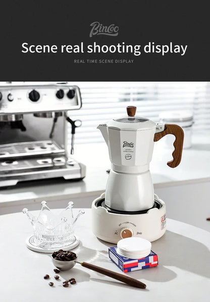 Bincoo Dual Valve Moka Pot Espresso Maker Mocha Pot Brewed Coffee Pot 220V Electric Stove Concentrated Extraction Barista Tools