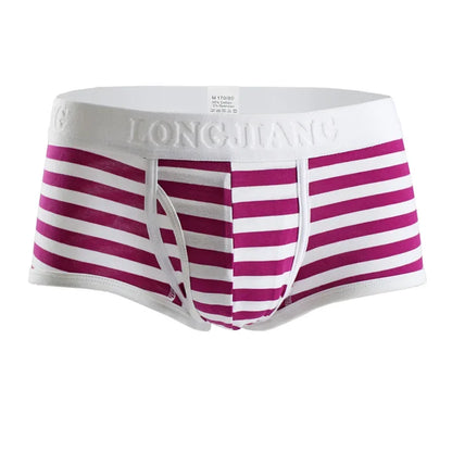 Cotton Men Boxers Men Soft Penis U-Pouch Underwear Underpants Shorts Breathable Striped Hot Male Underwear