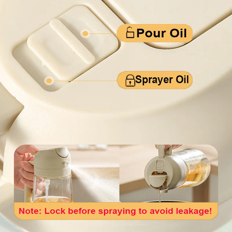 Oil Sprayer Kitchen Spray Oil Polisher 2in1 500ml Plastic Oil Sprayer Bottle Spray Dispenser Cruet BBQ Kitchen Baking Roasting