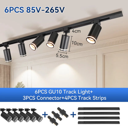 Led Track Light GU10 Spotlight 110V 220V Track Pendant Indoor for Home Decor Kitchen Bedroom Ceiling Lamp Fixture Track Lighting