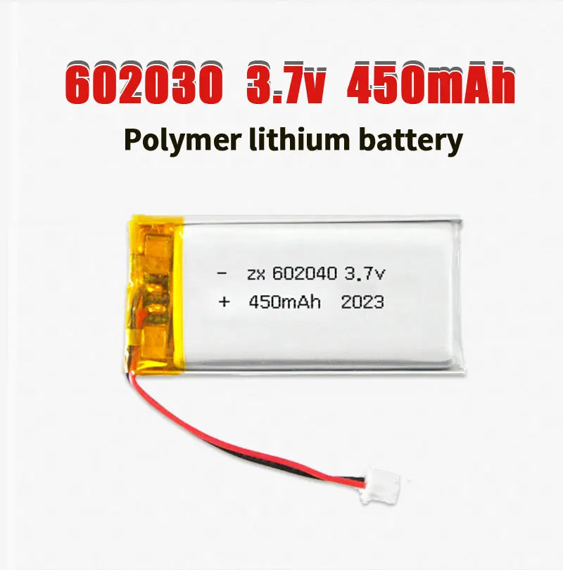 602040 Li Po Battery 3.7V Lithium Batteries 450mAh Lipo Rechargeable Cell for Smart Wearable Walkie Talkie GPS PSP Game Console