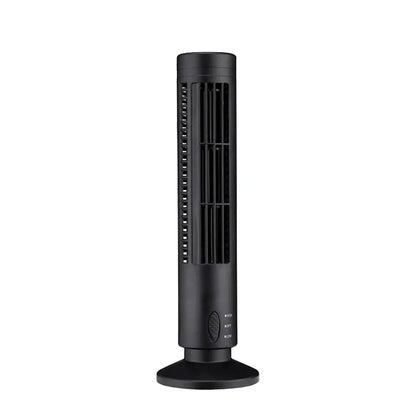 USB LED Tower Fan Bladeless Cooling Fan 2 Gear Speed Stand Up Tower Fan Portable Electric Floor Fan for Living Room Bedroom
