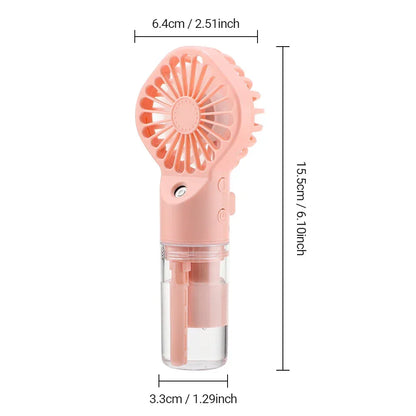 Handheld Mini Quiet Air Cooling Fan Portable Water Mist Fan USB Charging 4 Speed Humidification Spray Fan for Home Office Dorm