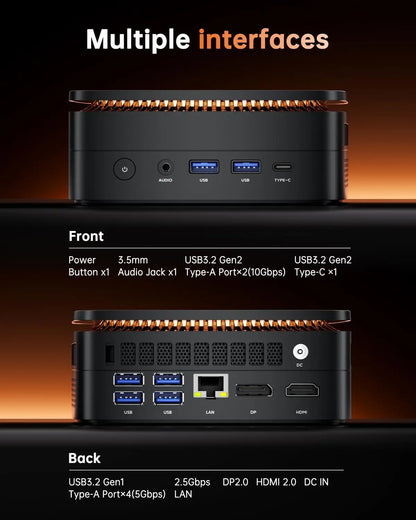 Mini PC AMD Ryzen7 6800H 32GB LPDDR5 6400MHz 1TB/512GB PCIe3.0 SSD up to 4.7GHz Dual Channl Win11pro WiFi6 4k Radeo 680M Gaming