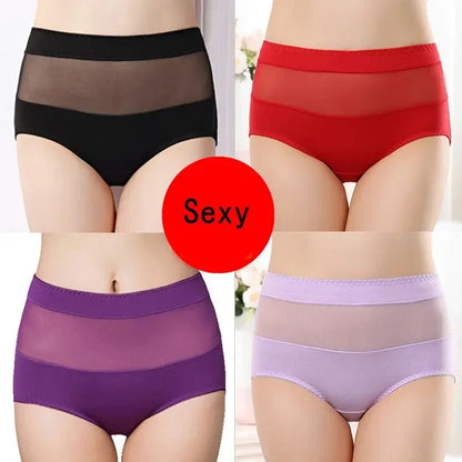 Large Size 110 Kg Triangle Underwear Women's Mesh High Waist Hip Fat Transparent Sexy Lingerie sexy panties  women panties