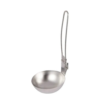 Outdoor Camping Portable Foldable Stainless Steel Colander Soup Ladle Picnic Tableware Folding Spoon Baking Tableware