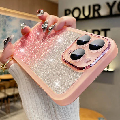 Fashion Bling Glitter Phone Case  For iPhone 16 E 15 Pro Max 14 Plus 13 12 11 Luxury Shockproof Bumper Silicone Clear Back Cover