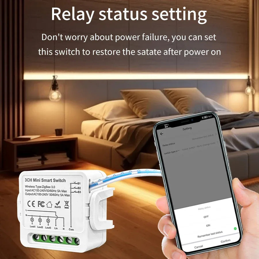 1/2/3 Channels 16A/10A/5A 100-240V Zigbee 3.0 Smart Wireless Switch Smart Home APP Voice Control Work with Alexa Google Home