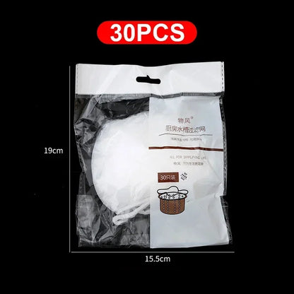 500/30pcs Disposable Sink Filter Mesh Bags Kitchen Sink Strainer Drain Hole Anti-blocking Garbage Bag Cleaning Strainers Net