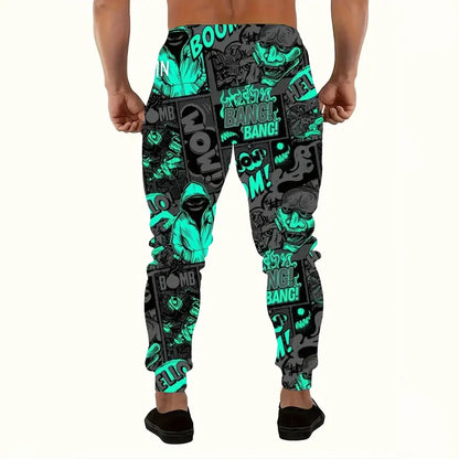 Men Loose Casual Pocket Drawstring Sweatpants Winter New Thick Warm Pants Fashion Letter Printed Sweatpants Men Tracksuit Pants