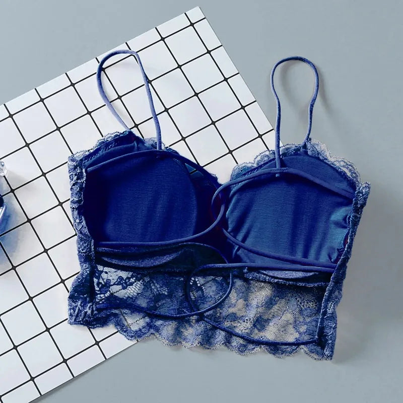 Summer Women Lace Sexy Top Sun Sleeveless Tops padded Bralette Bra Bustier Zipper Back Club Crop Tank lingerie женское белье