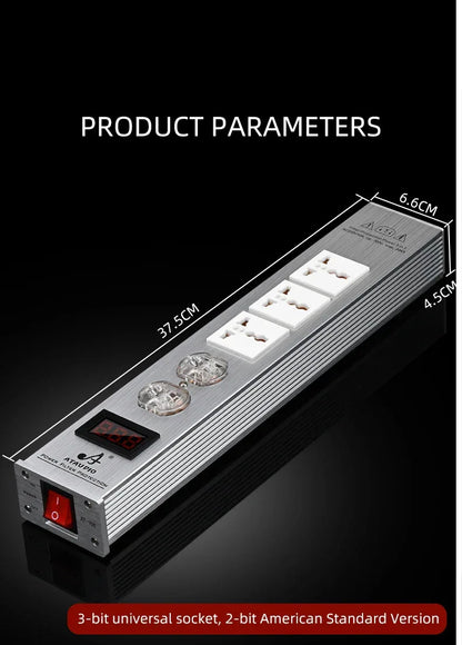 ATAUDIO Hifi Power Filter Power Power Conditioner Purifier Surge Protection with US Plug and Universal Socket
