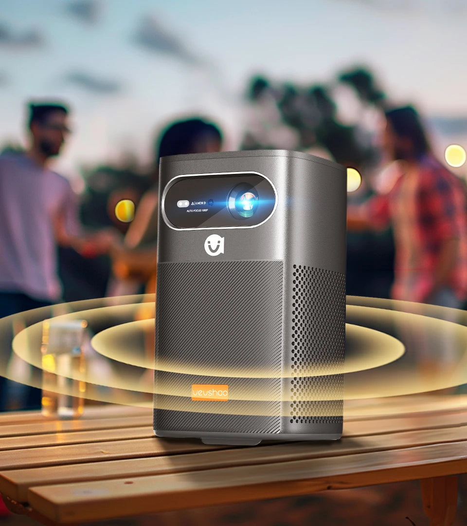 VEVSHAO V30 1080P Portable LED DLP Projector with Built-in Battery Smart Wifi Android System 3D Ready for Home  and Outdoor Use