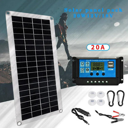 40W Solar Panel 12V/18V Solar Cell 10A-100A Controller Solar Plate Kit For Phone RV Car Caravan Home Camping Outdoor Battery