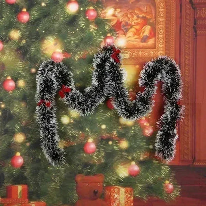 Christmas Tinsel Ribbons Green Cane Ribbon Garland Xmas Tree Hanging Pendent Ribbons Wreath Ornaments Xmas Party Home Decoration