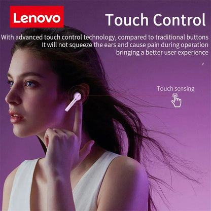 Lenovo Wireless Earphones, HiFi in-Ear Stereo with Microphone, Waterproof, Bluetooth, Touch Control, Noise Cancellation