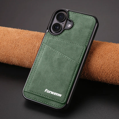 Business Flip Leather Case for iPhone 16 17 Air 16E 15 14 13 12 11 Pro Max Plus Mini Built-in Magnetic Wallet Card Phone Cover