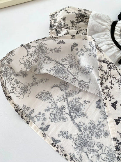 2026 New Summer Baby Clothing Set Infant Girls Floral Lace Collar Tops And Bloomer 2 PCS Suit Toddler Outfit