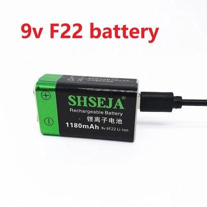 1180MAH 9v usb rechargeable battery lithium 6f22 9V li-ion batteries for multimeter Smoke alarm metal detector etc batteries