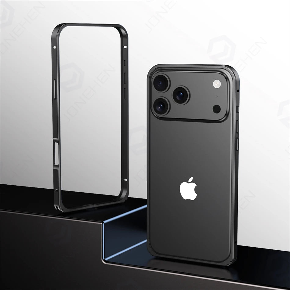 17pro Light Aluminum Metal Bumper Case Orange For iPhone 12 13 14 Plus 15 16 17 Pro Max Ultra Thin Alloy Back Frame Accessories
