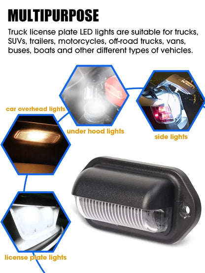 6 LED Universal Car License Light for SUV Truck Trailer Van Tag Step Lamp White Bulbs Car License Plate Lights Car Accessories