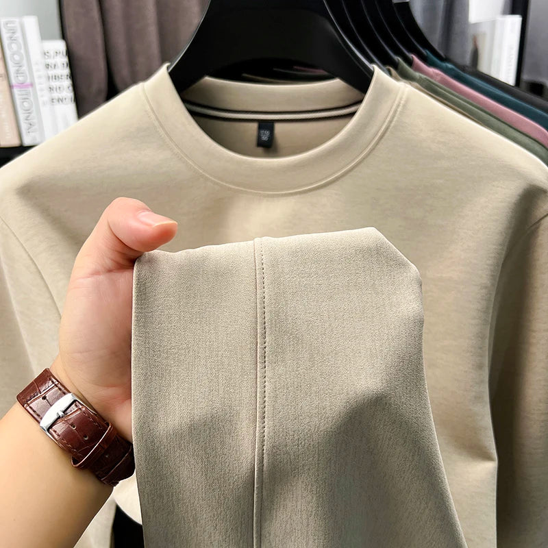 Sweatshirt Men 2025 New Style Spring and Autumn Men's Long Sleeved T-shirt Pure Cotton Round Neck Top T-shirt Base Shirt Trendy