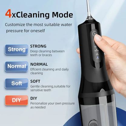 Professional wireless dental floss cleaner, 4 cleaning modes, portable rechargeable electric dental floss oral irrigator