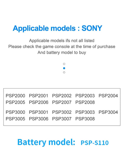 HQIX for Sony  PSP-2000 2001 2002 2003 2004 2005 2006 2007 2008 3000 3001 3002 3003 3004 Game Console PSP-S110 Charger Battery