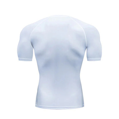 Men's Bodybuilding Sports Tight T-shirt Summer Compression O-Neck T Shirt Gym Fitness Quick Dry Running Tshirt Male Workout Tops