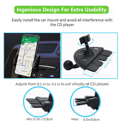 CD Slot Car Phone Mount Holder Compatible for Apple iPhone 14 Pro Max Plus 13 12 11 Xs Xr X Mini SE Samsung Z Fold, Z Flip