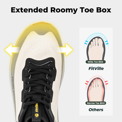 FitVille Men's Wide Toe Box Shoes Cushioned Well Sneakers Non Slip Lightweight Breathable Running Shoes for Swollen Feet