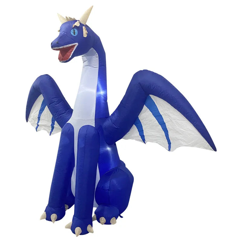 Décoration gonflable dragon de 2,4 m pour Halloween, avec lumière LED. Grande décoration extérieure de Noël, ornement gonflable pour les fêtes et les jardins.