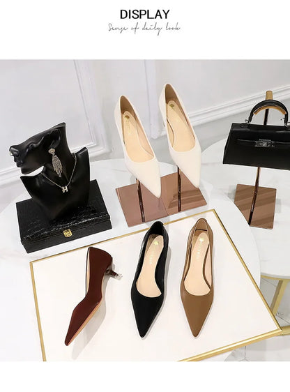 BIGTREE Shoes Women 4.5 Cm Heels Pointed Toe Woman Pumps Fashion Kitten Heels Large Size 34-43 Sexy Mid Heeled Female Shoes 2026