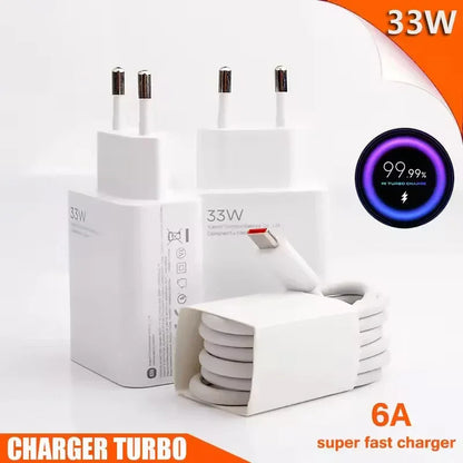 33W USB Charger Type C Fast Charging Charger 6A USB Cable Quick Phone Charger Adapter For Xiaomi mi14 13 12 Redmi iPhone Oneplus