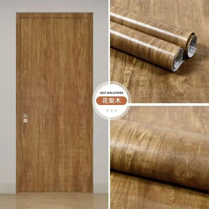 PVC Waterproof Self Adhesive Wallpaper Wall in Rolls Furniture Cabinets Vinyl Decorative Film Wood Grain Stickers For Home Decor