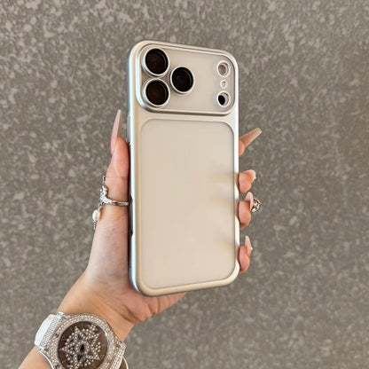 Luxury Transparent Matte Phone Case For iPhone 17Pro Air 17 16 15 14 13 12 11 Pro Max Lens Protection Metallic Color Frame Cover