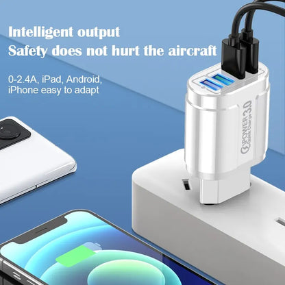 4 USB 48W USB Charger Fast Charge 4 Ports QC 3.0 Charging EU US Plug Adapter Wall Travel Charger For iPhone Xiaomi Mobile Phone