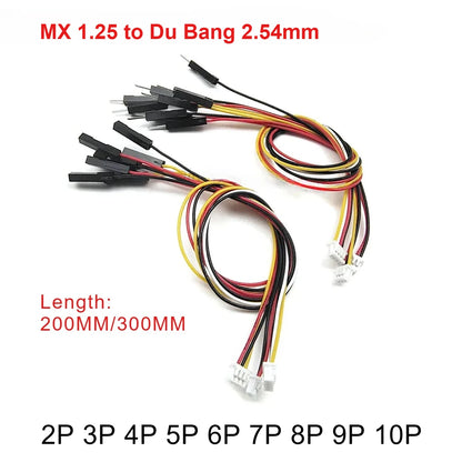 5PC MX1.25 1.25mm Pitch to Du Bang 1P 20/30cm Male Female Cable 2/3/4-10P Board Connection Wire 1 Drag 4 Sensor Terminal Wire
