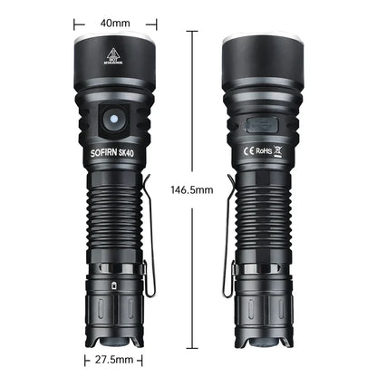 NEW SOFIRN SK40 3200lm Tactical Flashlight 580m Powerful Bright SFT70 LED IP68 waterproof Torch with Dual Switch