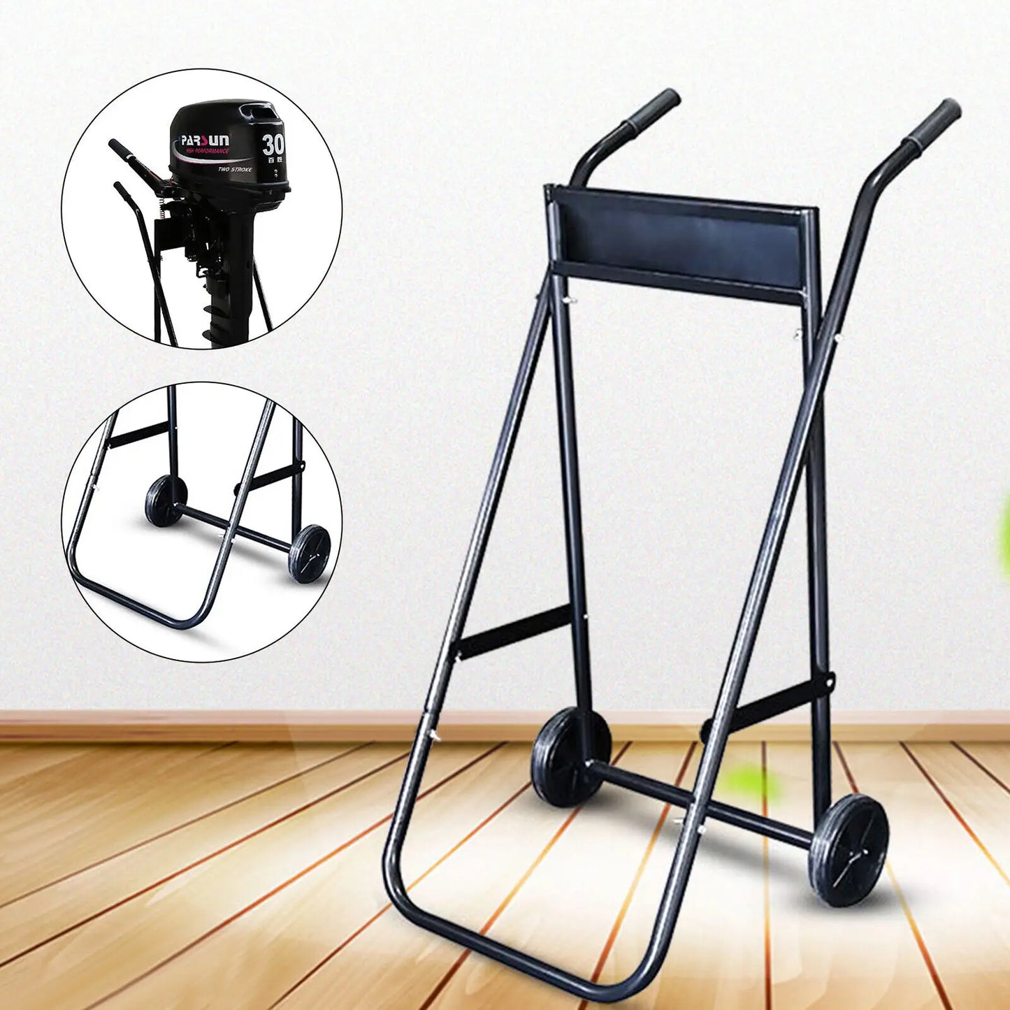 Foldable Heavy Duty Outboard Boat Motor Stand Carrier Cart Dolly Trolley Transport 50kg