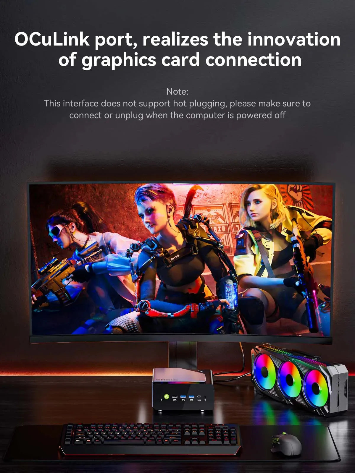 GMKtec K12 Mini PC AMD Ryzen 7 H 255 Windows 11 Pro DDR5 5600Mhz PCie3.0 NVMe SSD Wifi6E BT5.2 Quad Screen Display Oculink