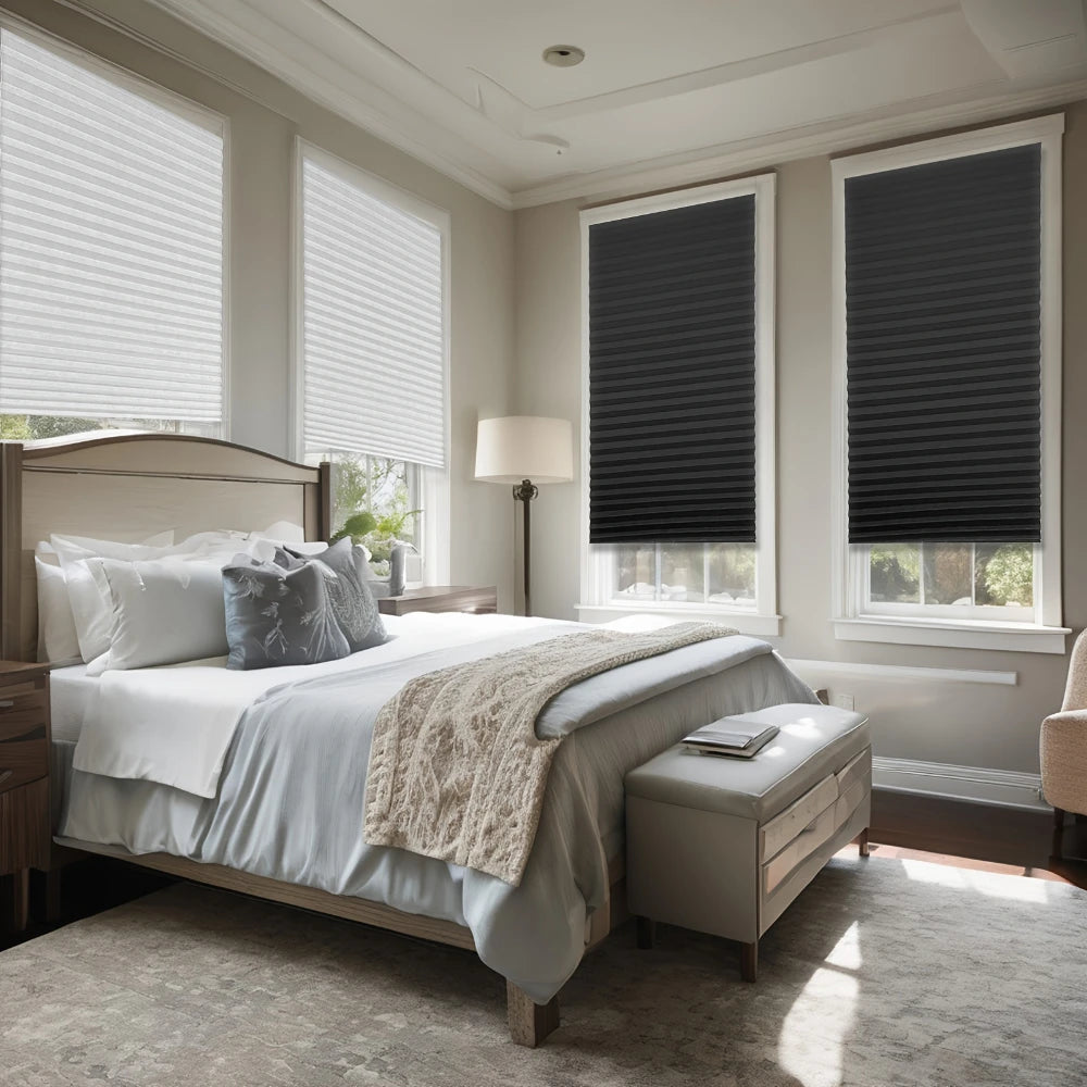 Window Shades Non-woven Fabric Pleated Zebra Blinds Roller Room Blackout Curtain For Living Room Balcony Easy Installation