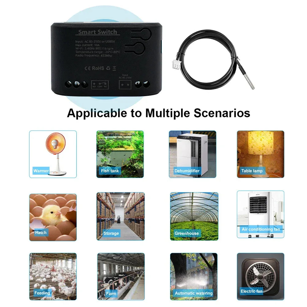 Dry Contact WIFI Tuya Smart Temperature Switch Controller Thermostat Sensor Passive Relay RF Receiver Work for Alexa Google Home