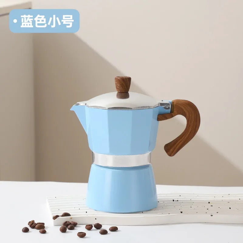 Electric Octagonal 3 Cup Black Coffee Maker Double Valve Moka Coffee Pot Espresso Aluminum Alloy Stainless Steel Moka Pot Set