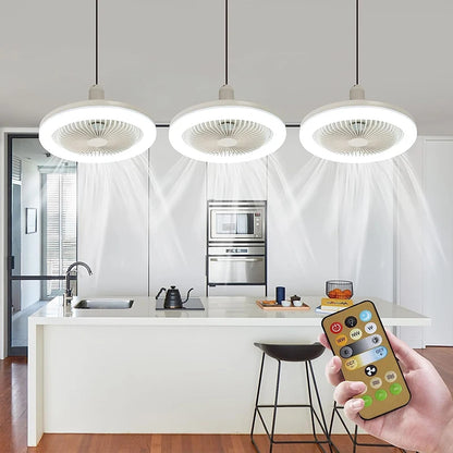 3In1 Ceiling Fan With Lighting Lamp E27 Converter Base With Remote Control For Bedroom Living Home Silent Ac85-265v