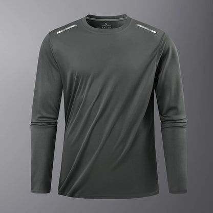 Long-Sleeved Ice Silk Breathable Running Top Round Neck Fitness Wear Quick-Drying Sports T-Shirt Thin Casual Quick-Drying